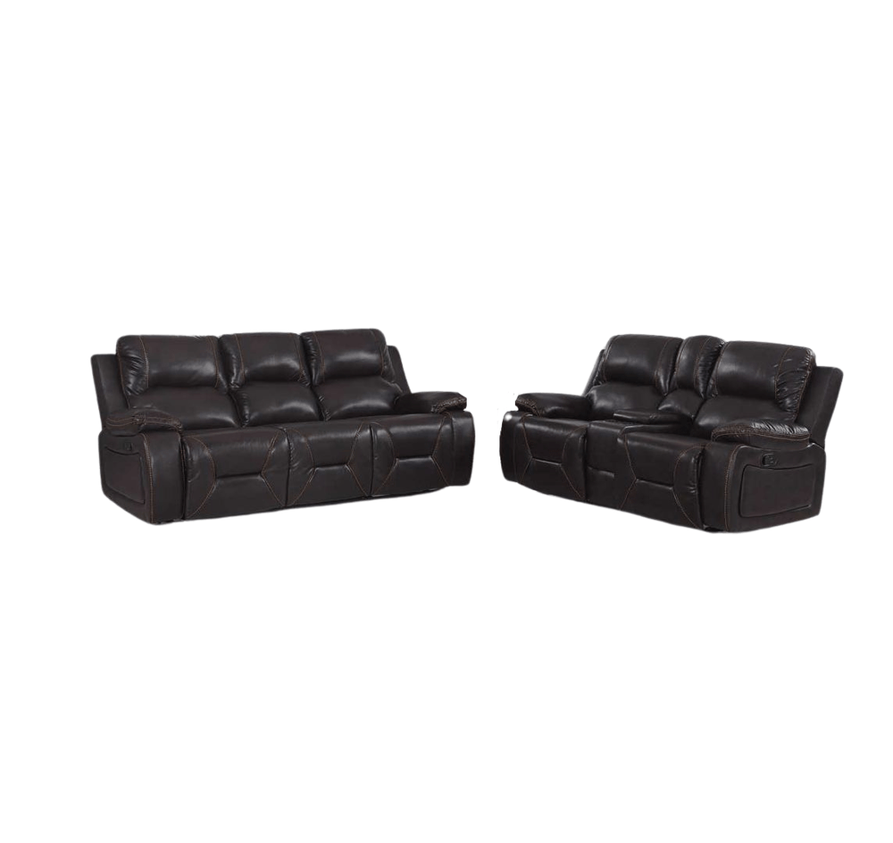 Two Piece Indoor Brown Faux Leather Five Person Seating Set - Homeroots