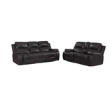 Two Piece Indoor Brown Faux Leather Five Person Seating Set - Homeroots