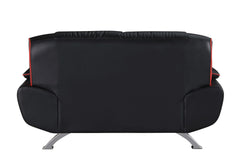 Two Piece Indoor Black Genuine Leather Five Person Seating Set