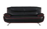 Two Piece Indoor Black Genuine Leather Five Person Seating Set - Homeroots