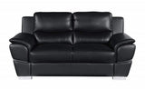 Two Piece Indoor Black Genuine Leather Five Person Seating Set - Homeroots - Flyclothing LLC