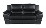 Two Piece Indoor Black Genuine Leather Five Person Seating Set - Homeroots
