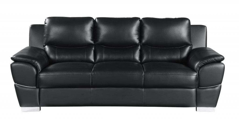 Two Piece Indoor Black Genuine Leather Five Person Seating Set - Homeroots - Flyclothing LLC