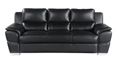 Two Piece Indoor Black Genuine Leather Five Person Seating Set - Homeroots