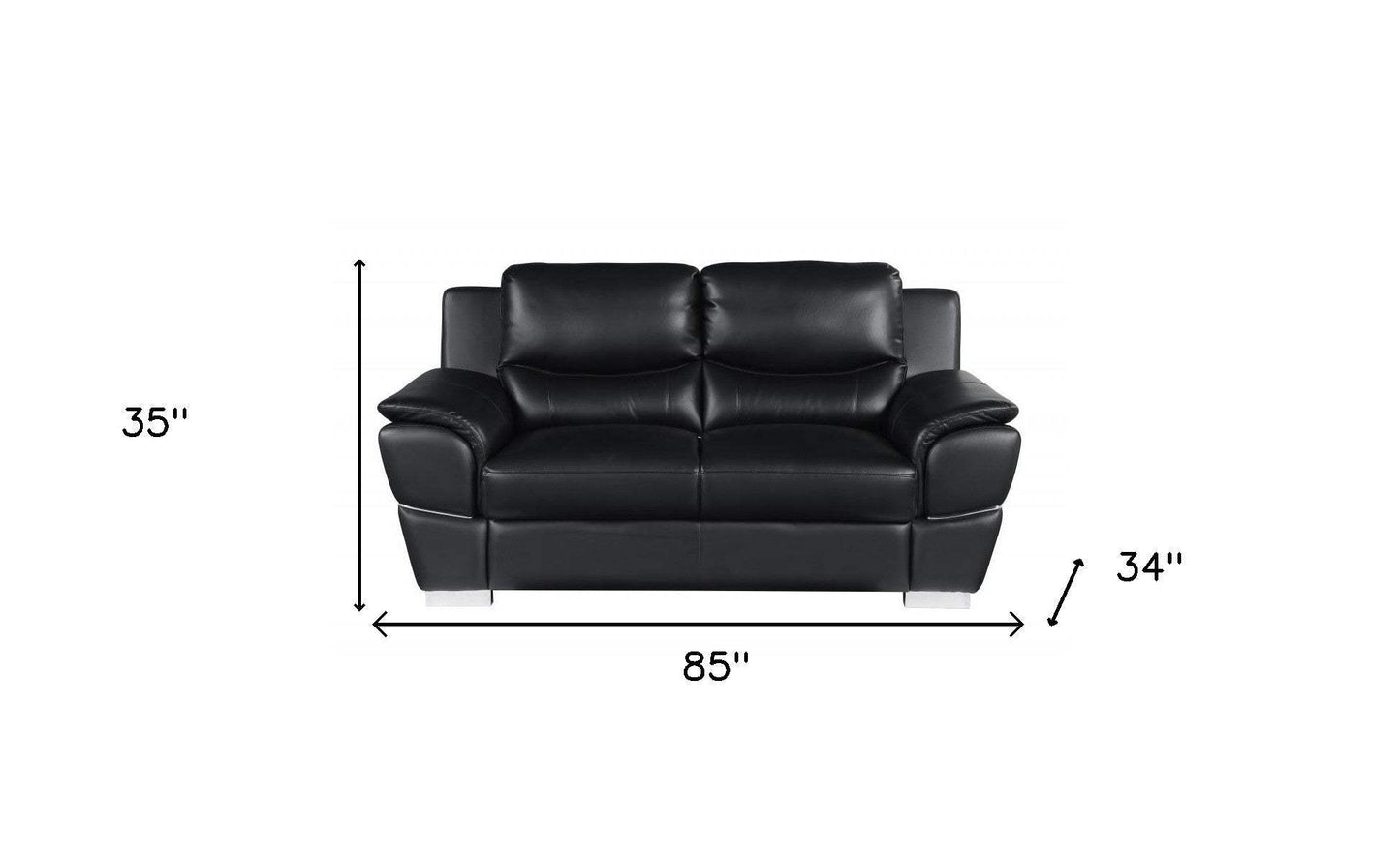Two Piece Indoor Black Genuine Leather Five Person Seating Set - Homeroots - Flyclothing LLC
