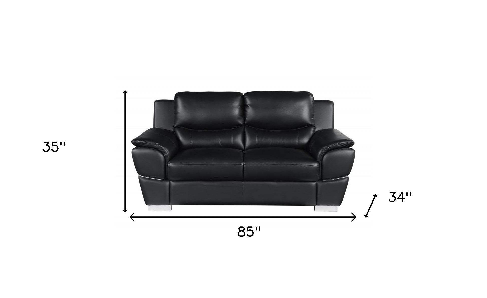 Two Piece Indoor Black Genuine Leather Five Person Seating Set - Homeroots - Flyclothing LLC