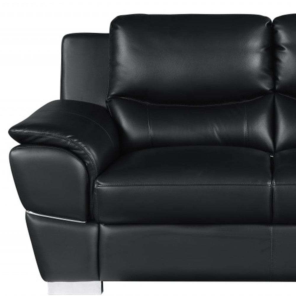 Two Piece Indoor Black Genuine Leather Five Person Seating Set - Homeroots - Flyclothing LLC