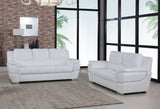 Two Piece Indoor White Genuine Leather Five Person Seating Set - Homeroots - Flyclothing LLC