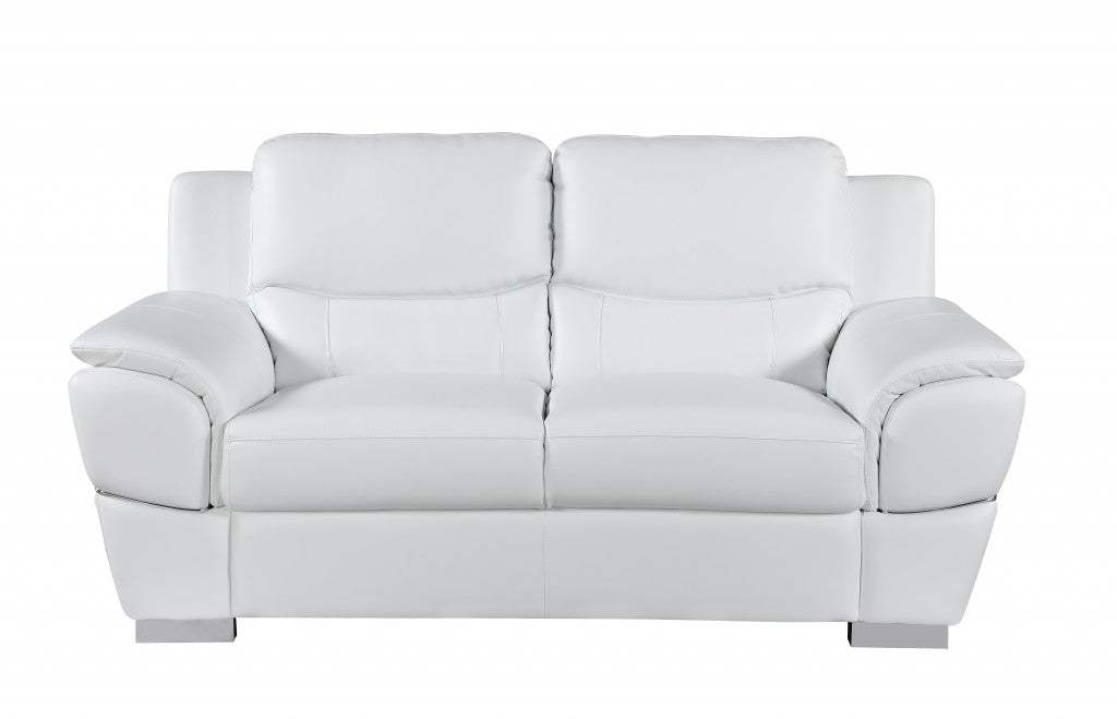 Two Piece Indoor White Genuine Leather Five Person Seating Set - Homeroots - Flyclothing LLC