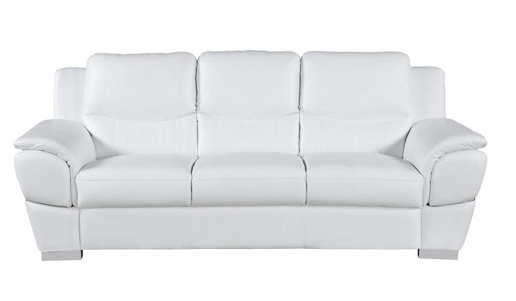 Two Piece Indoor White Genuine Leather Five Person Seating Set - Homeroots - Flyclothing LLC