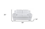 Two Piece Indoor White Genuine Leather Five Person Seating Set - Homeroots - Flyclothing LLC