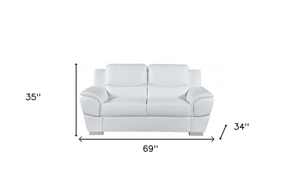Two Piece Indoor White Genuine Leather Five Person Seating Set - Homeroots - Flyclothing LLC