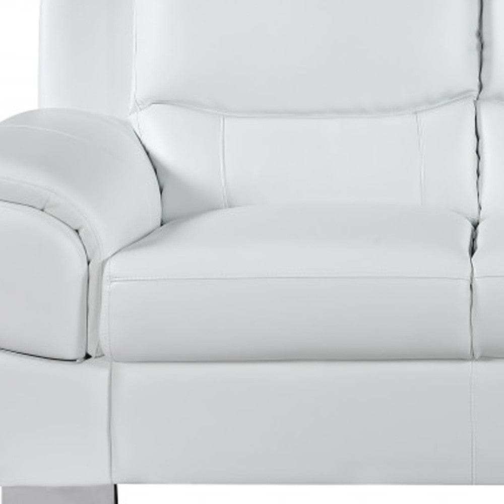 Two Piece Indoor White Genuine Leather Five Person Seating Set - Homeroots - Flyclothing LLC