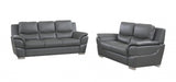 Two Piece Indoor Gray Genuine Leather Five Person Seating Set - Homeroots