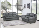 Two Piece Indoor Gray Genuine Leather Five Person Seating Set - Homeroots - Flyclothing LLC