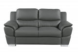 Two Piece Indoor Gray Genuine Leather Five Person Seating Set - Homeroots - Flyclothing LLC