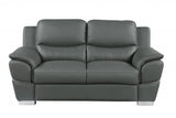 Two Piece Indoor Gray Genuine Leather Five Person Seating Set - Homeroots