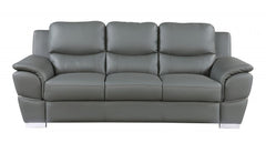 Two Piece Indoor Gray Genuine Leather Five Person Seating Set