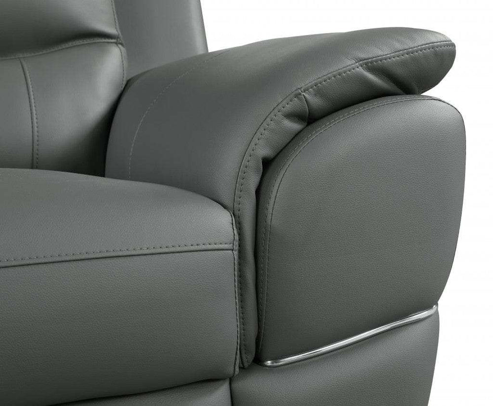 Two Piece Indoor Gray Genuine Leather Five Person Seating Set - Homeroots - Flyclothing LLC