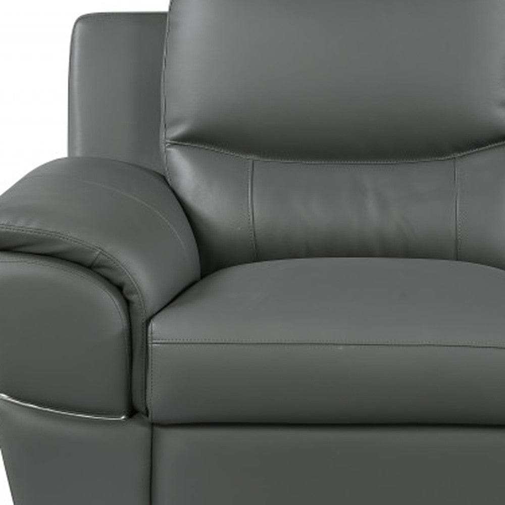 Two Piece Indoor Gray Genuine Leather Five Person Seating Set - Homeroots - Flyclothing LLC