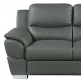 Two Piece Indoor Gray Genuine Leather Five Person Seating Set - Homeroots - Flyclothing LLC