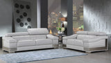 Two Piece Indoor Light Gray Italian Leather Five Person Seating Set - Homeroots