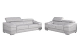 Two Piece Indoor Light Gray Italian Leather Five Person Seating Set - Homeroots