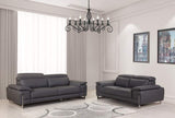 Two Piece Indoor Dark Gray Italian Leather Five Person Seating Set - Homeroots - Flyclothing LLC