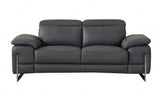 Two Piece Indoor Dark Gray Italian Leather Five Person Seating Set - Homeroots