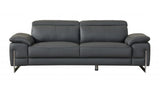 Two Piece Indoor Dark Gray Italian Leather Five Person Seating Set - Homeroots