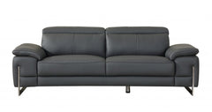 Two Piece Indoor Dark Gray Italian Leather Five Person Seating Set