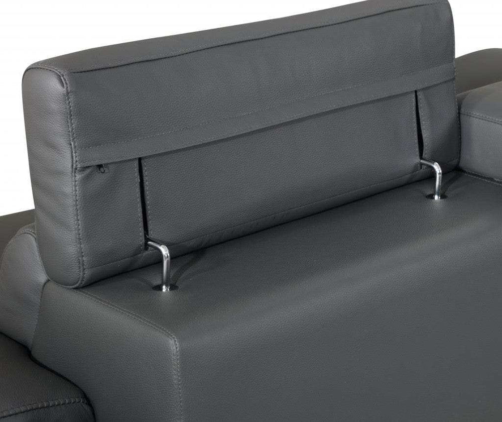 Two Piece Indoor Dark Gray Italian Leather Five Person Seating Set - Homeroots - Flyclothing LLC