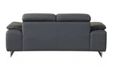 Two Piece Indoor Dark Gray Italian Leather Five Person Seating Set - Homeroots