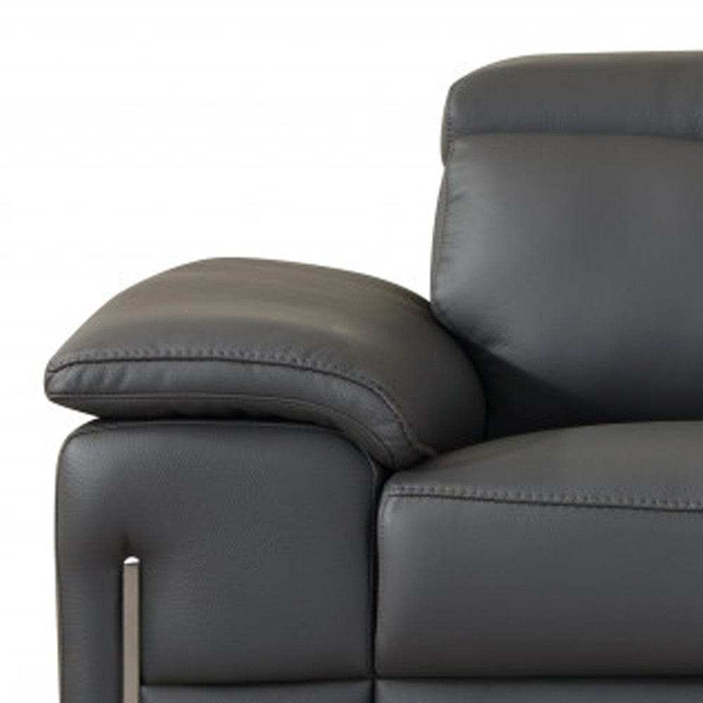 Two Piece Indoor Dark Gray Italian Leather Five Person Seating Set - Homeroots - Flyclothing LLC