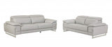 Two Piece Indoor Light Gray Italian Leather Five Person Seating Set - Homeroots - Flyclothing LLC
