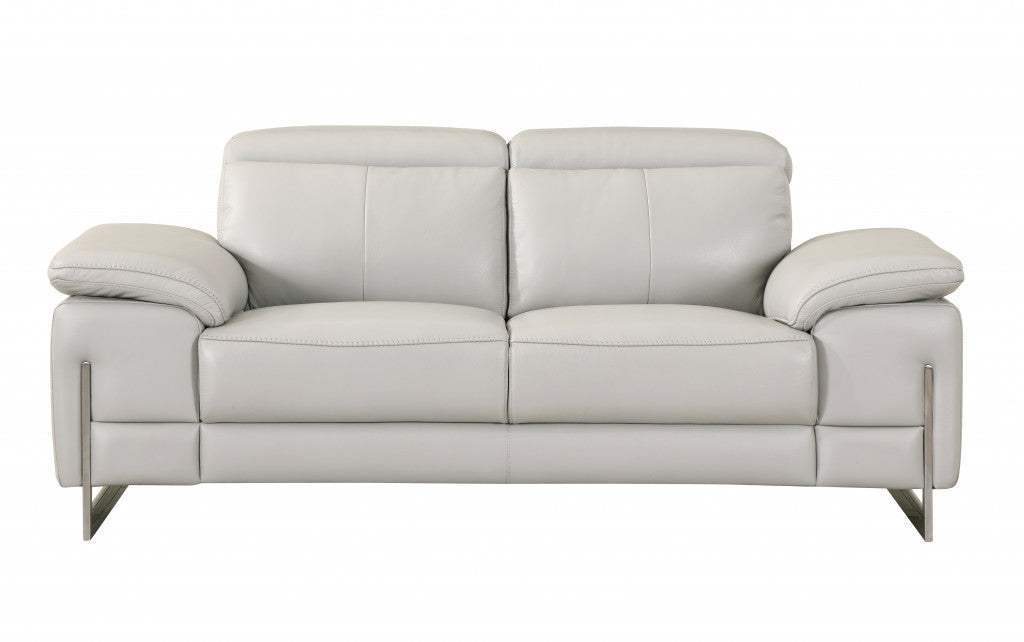 Two Piece Indoor Light Gray Italian Leather Five Person Seating Set - Homeroots - Flyclothing LLC