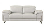 Two Piece Indoor Light Gray Italian Leather Five Person Seating Set - Homeroots