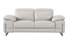 Two Piece Indoor Light Gray Italian Leather Five Person Seating Set - Homeroots