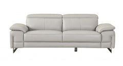 Two Piece Indoor Light Gray Italian Leather Five Person Seating Set - Homeroots