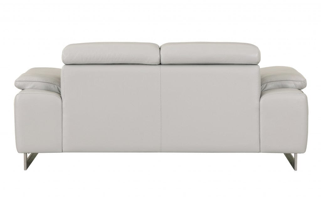 Two Piece Indoor Light Gray Italian Leather Five Person Seating Set - Homeroots