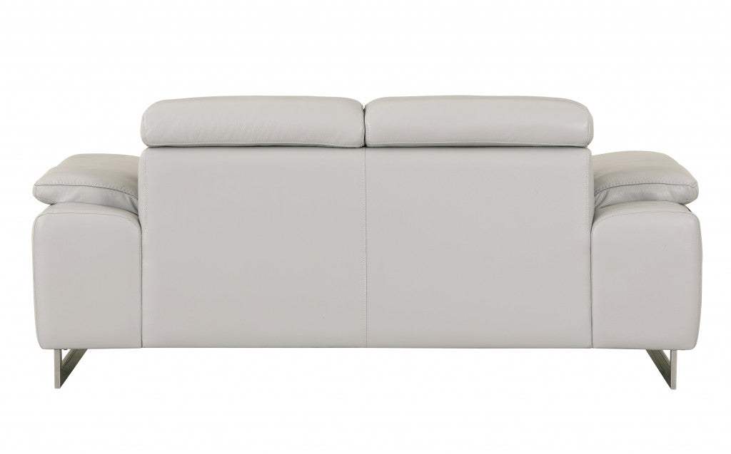 Two Piece Indoor Light Gray Italian Leather Five Person Seating Set - Homeroots - Flyclothing LLC