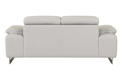 Two Piece Indoor Light Gray Italian Leather Five Person Seating Set - Homeroots