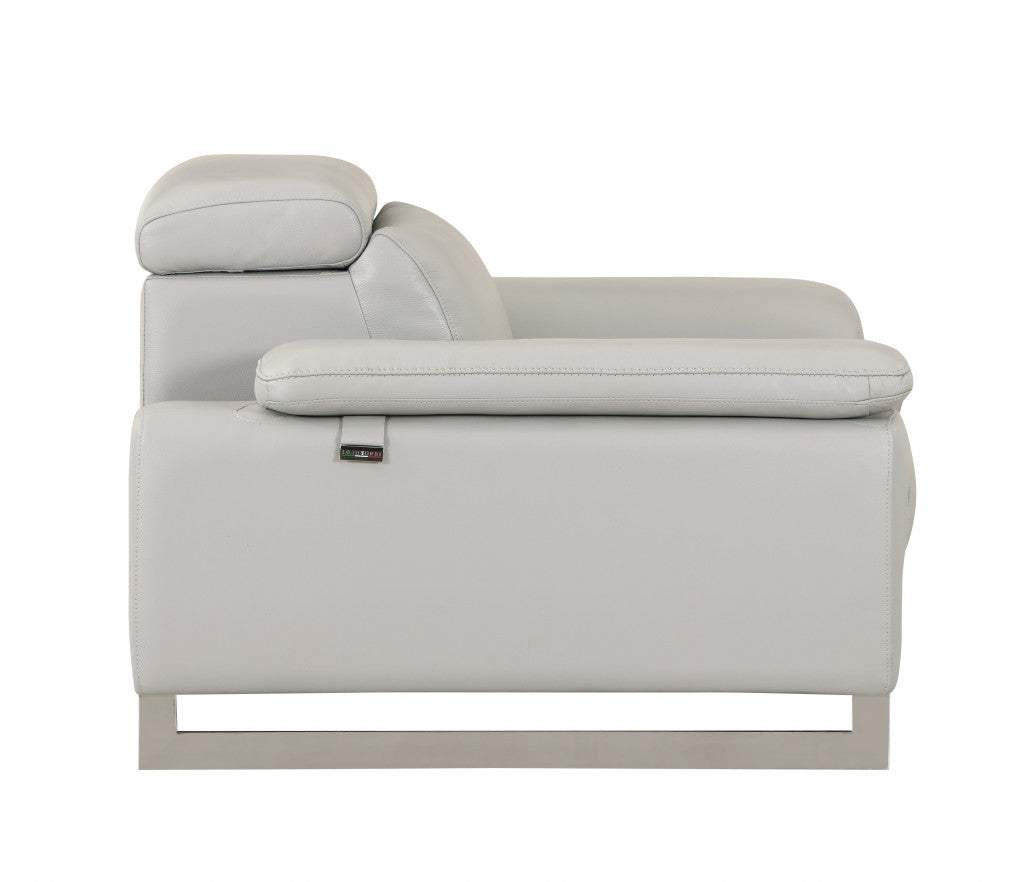 Two Piece Indoor Light Gray Italian Leather Five Person Seating Set - Homeroots - Flyclothing LLC
