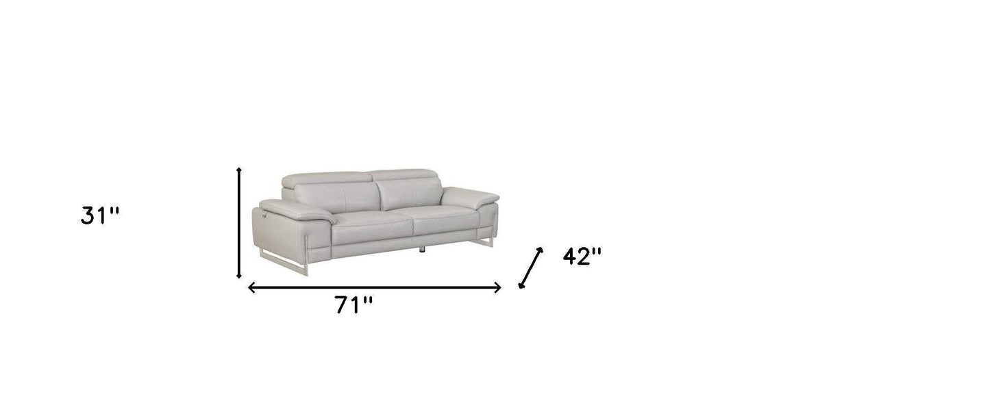 Two Piece Indoor Light Gray Italian Leather Five Person Seating Set - Homeroots - Flyclothing LLC