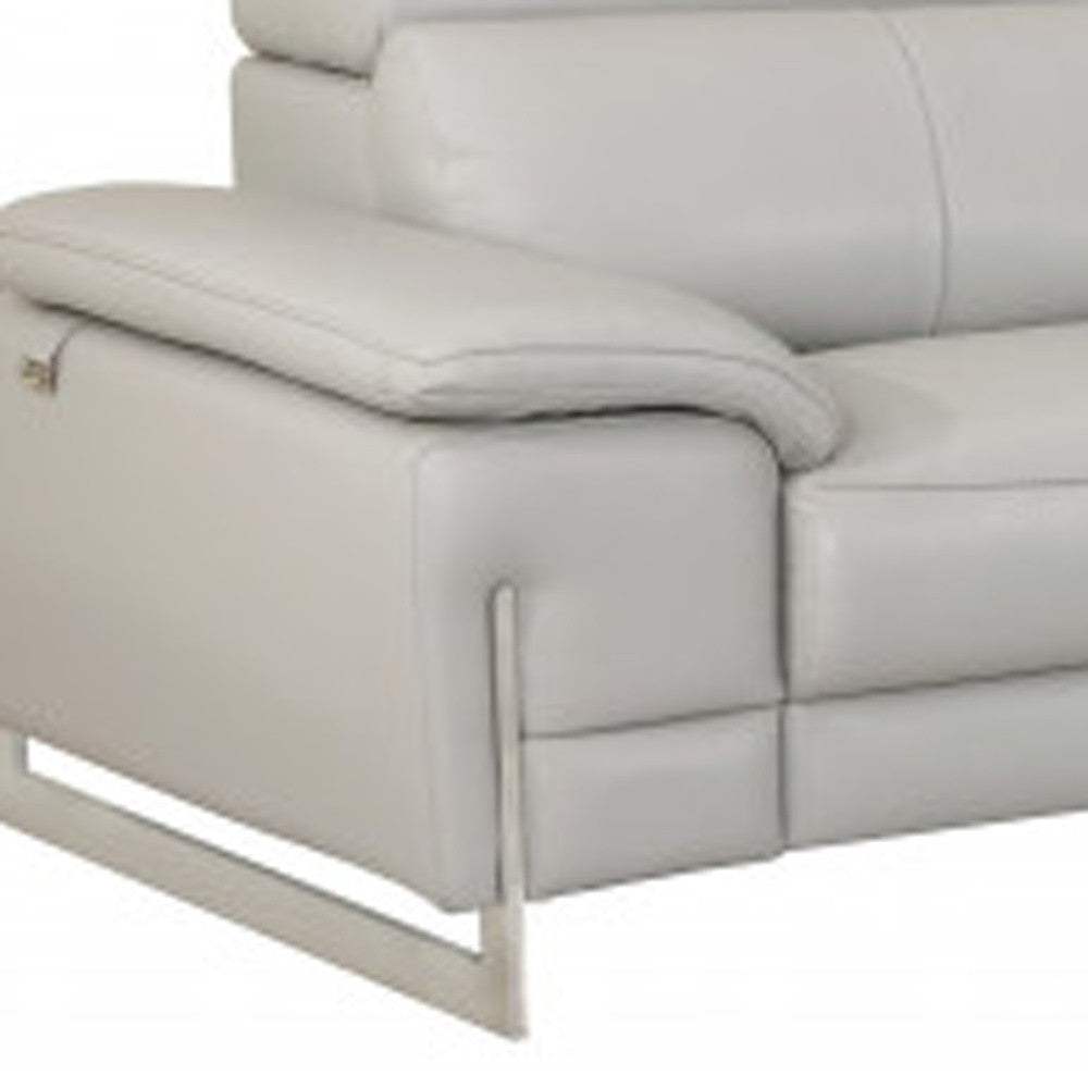 Two Piece Indoor Light Gray Italian Leather Five Person Seating Set - Homeroots - Flyclothing LLC