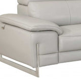 Two Piece Indoor Light Gray Italian Leather Five Person Seating Set - Homeroots - Flyclothing LLC