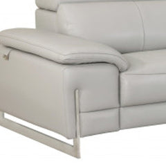 Two Piece Indoor Light Gray Italian Leather Five Person Seating Set - Homeroots
