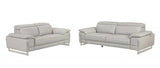 Two Piece Indoor Light Gray Italian Leather Five Person Seating Set - Homeroots - Flyclothing LLC