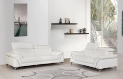 Two Piece Indoor White Italian Leather Five Person Seating Set - Homeroots