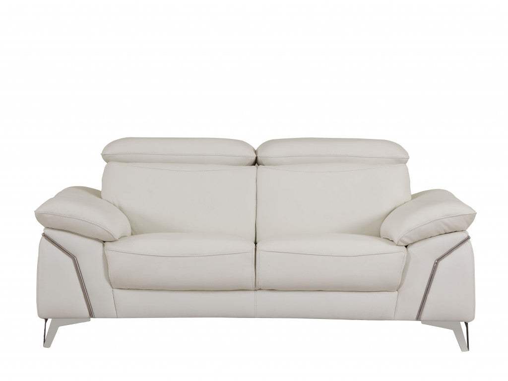 Two Piece Indoor White Italian Leather Five Person Seating Set - Homeroots - Flyclothing LLC